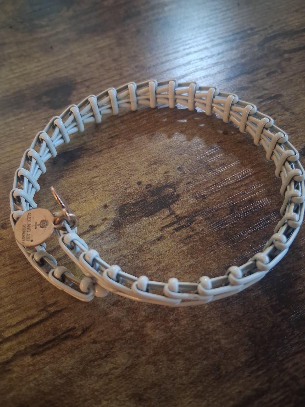 Alex and Ani Vintage Sixty-Six Cream Wrapped Chain Bracelet